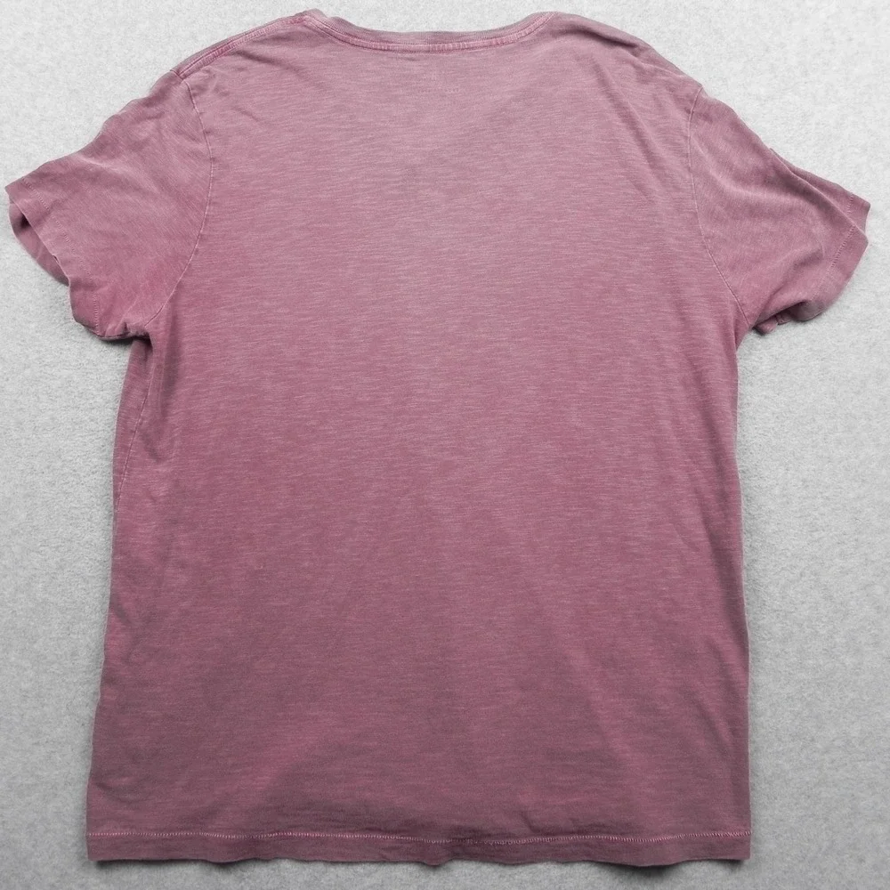 J Crew T-Shirt Mens Large Garment-Dyed V-Neck Tee Casual Maroon Short Sleeve